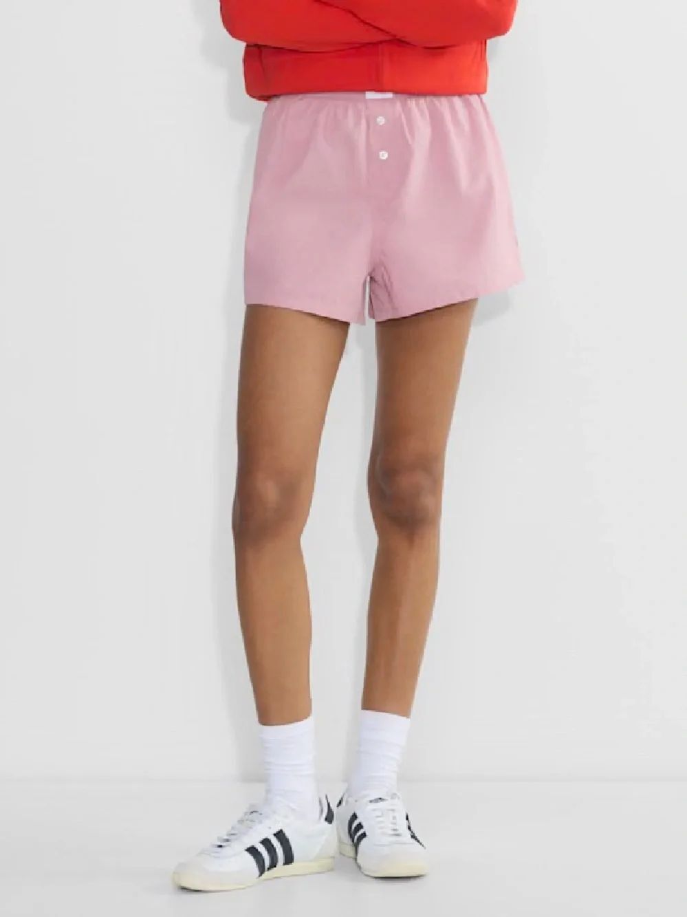 HAPPILY GREY S Pink Boyfriend Cotton pajama shorts stitched heart